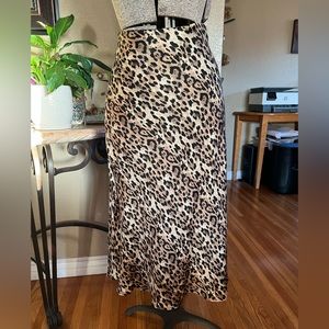 Leopard silk skirt